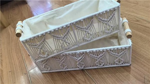 Grand panier macramé avec tissu