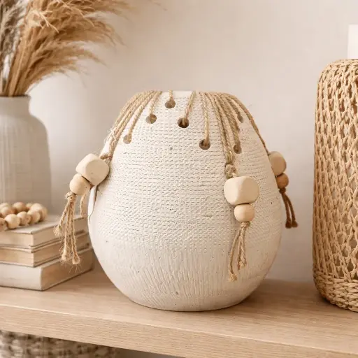 Vase avec tissage perles 20 cm