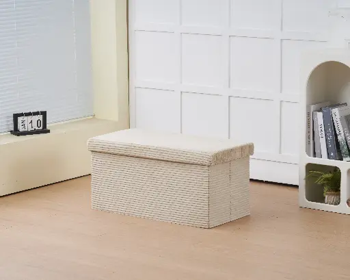 Pouf "Wendy" beige velours côtelé