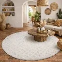 Tapis 160cm rond - "VALENCIA" Effet fourrure Blanc