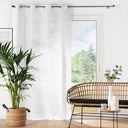 Panneau a oeillets 140 x 240 cm effet lin tisse haltona blanc