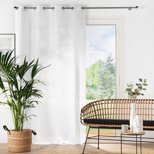 Panneau a oeillets 140 x 240 cm effet lin tisse haltona blanc
