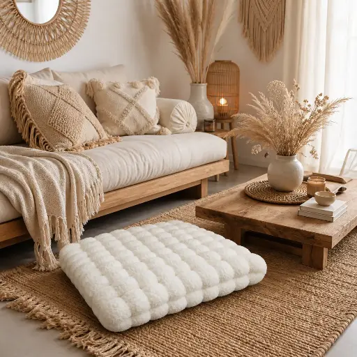 Coussin blanc cassé 50*50 cm - "CÉLIAN"