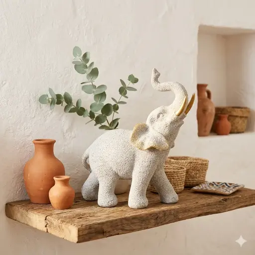 Éléphant 28*14*30 cm - "Sérénité d'Or"