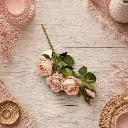 Tige de rose branchue rose poudré 64 cm
