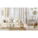 Panneau a oeillets 140 x 240 cm voile sable brode metallise palmeor or