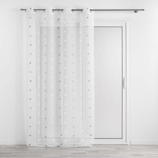 Panneau a oeillets 140 x 240 cm voile sable brode lorna blanc