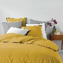 Parure de couette 3 pièces blanc Coton lavé uni 57 fils (240 x 220 cm) Linette 
