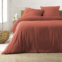 Parure de couette 3 pièces Double gaze de coton uni 57 fils (240 x 220 cm) Angelia terracotta