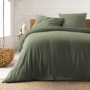 Parure de couette 3 pièces Double gaze de coton uni 57 fils (240 x 220 cm) Angelia kaki