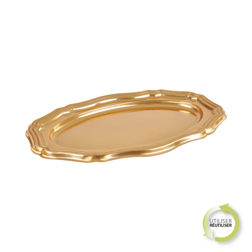 Set de 2 plateaux ovales louis xv en pet 58*30cm or