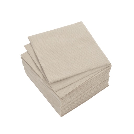 Set de 40 serviettes cocktail microgaufrées 2 plis 25x25cm lin