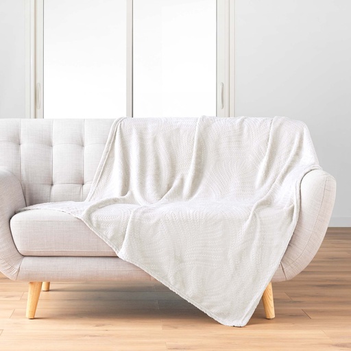 Plaid 125 x 150 cm flanelle relief unie nelia naturel