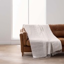Plaid a franges 220 x 240 cm coton uni+franges lilia naturel