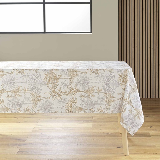 Nappe rectangle 145 x 240 cm polyester imprime canarie naturel