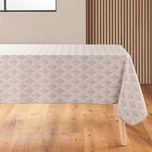 Nappe rectangle 150 x 240 cm polyester imprime kalini naturel