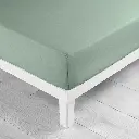 Drap housse 2 personnes 140 x 200 cm uni 57 fils lina sauge