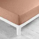 Drap housse 2 personnes 160 x 200 cm uni 57 fils lina blush