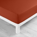 Drap housse 2 personnes 180 x 200 cm uni 57 fils lina terracotta