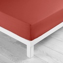 Drap housse 2 personnes 160 x 200 cm uni 57 fils lina terracotta