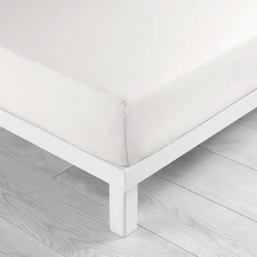 Drap housse 2 personnes 140 x 200 cm uni 57 fils lina blanc