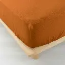 Drap housse 2 personnes 160x200 cm double gaze coton uni 57 fils angelia caramel