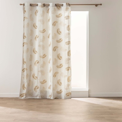Rideau a oeillets 140 x 240 cm polycoton imprime metallise isadora ocre