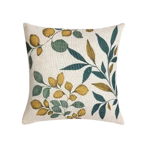 Coussin dehoussable compresse 45 x 45 cm polyester/lin imprime ilona des place