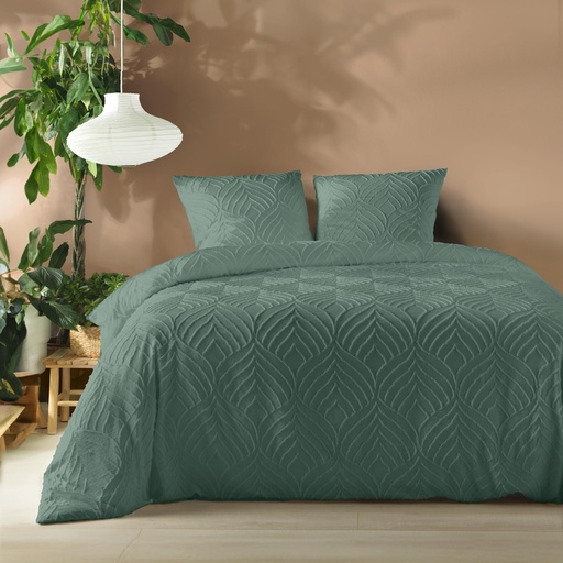 Parure 3 p. 240 x 220 cm microfibre unie tuftee heltie cedre