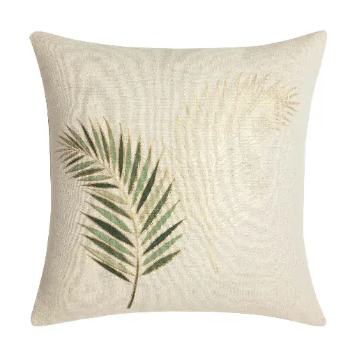 Coussin dehous. compr. 45x45 cm polycoton imp. metallise isadora sauge des place