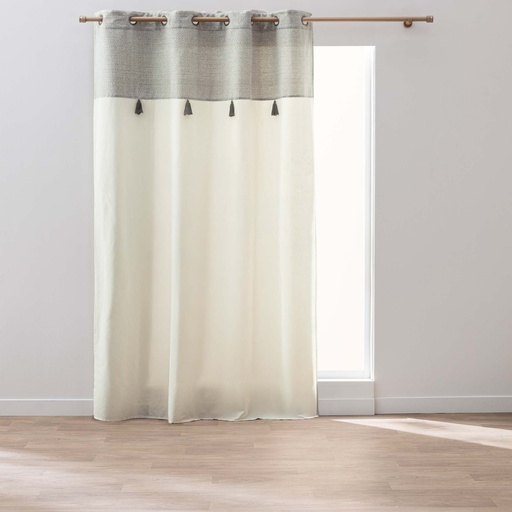 Rideau a oeillets 140 x 240 cm coton/polyester+top met+pompon manolo