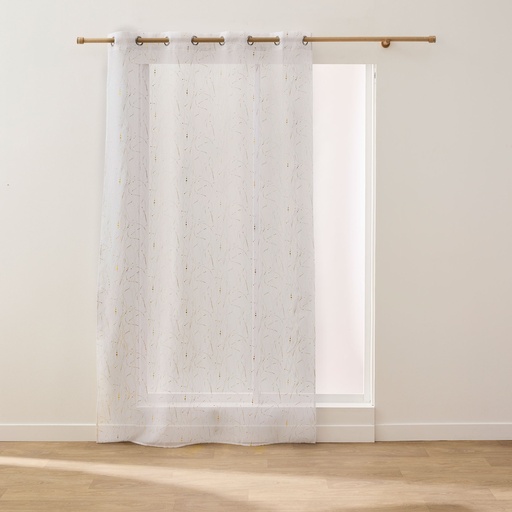 Panneau a oeillets 140 x 240 cm voile sable applique metallise angeline