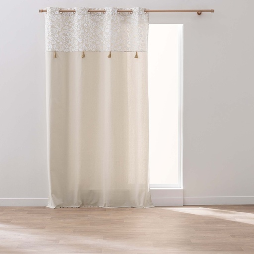 Rideau a oeillets 140 x 240 cm coton/polyester+top imp+pompon angie