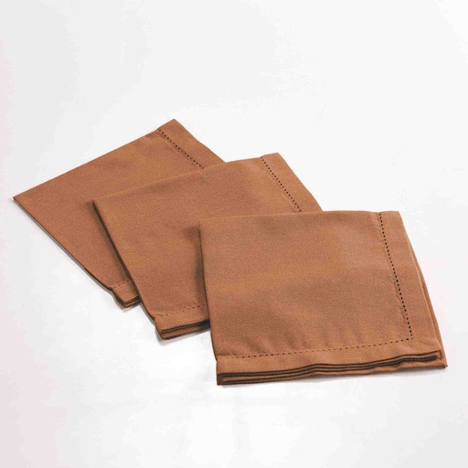 Serviette de table x3 pcs 40 x 40 cm coton uni charline mocha