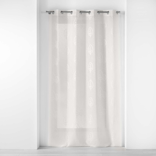 Panneau a oeillets 140 x 240 cm effet lin tisse brode sonata naturel