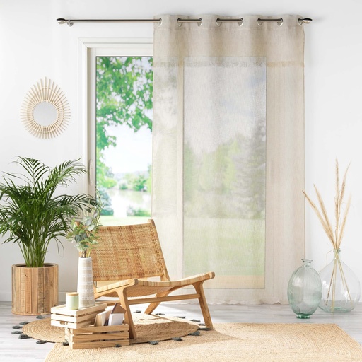 Panneau a oeillets  140 x 240 cm effet lin tisse+franges eleania lin