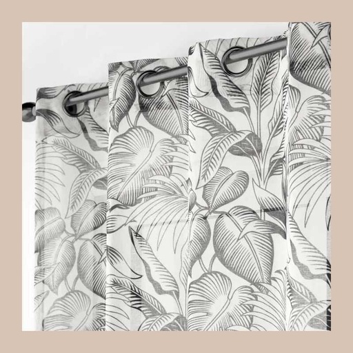 Panneau a oeillets 140 x 280 cm voile sable imprime cabana naturel