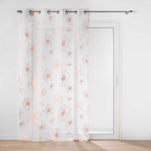 Panneau a oeillets 140 x 240 cm voile sable imprime metallise joyce or rose