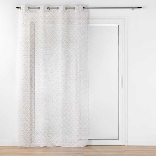 Panneau a oeillets 140 x 240 cm voile sable imprime metallise lorea naturel