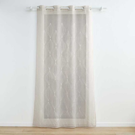 Panneau a oeillets 140 x 240 cm voile sable brode galactee taupe
