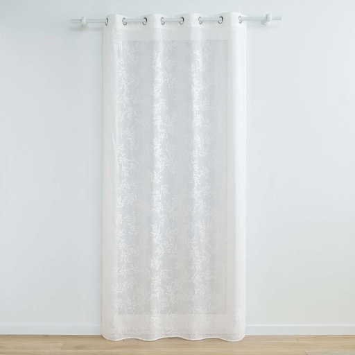 Panneau a oeillets 140 x 280 cm voile tisse applique karla blanc