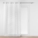 Panneau a oeillets 140 x 240 cm voile sable brode metallise edna blanc