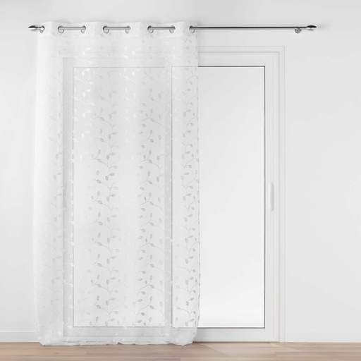 Panneau a oeillets 140 x 240 cm voile sable brode metallise edna blanc