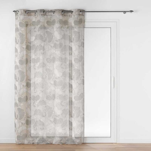 Panneau a oeillets 140 x 240 cm effet lin tisse imprime ginko noisette