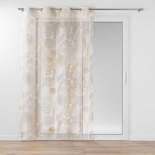 Panneau a oeillets 140 x 240 cm voile sable imprime metallise melisse