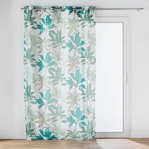 Panneau a oeillets 135 x 240 cm luminette imprimee metallisee vayana emeraude