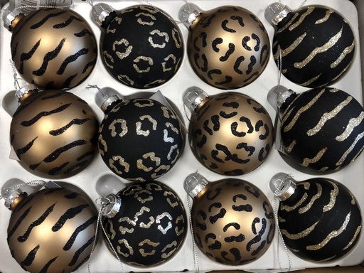 Boule de noël verre 70mm pelage sauvage