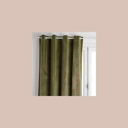 Rideau occultant vel kaki 140x260