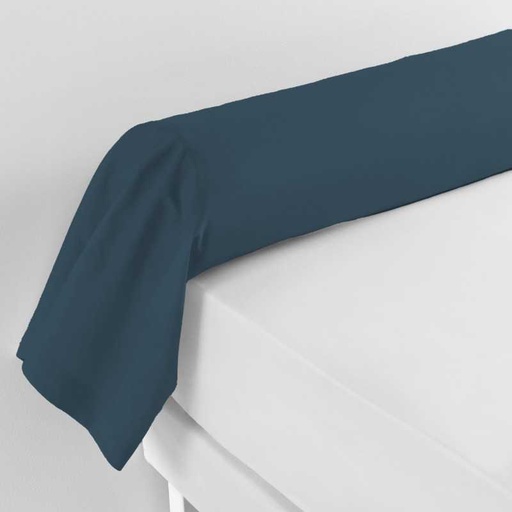 Taie de traversin 85 x 185 cm uni 57 fils lina bleu nuit +point bourdon