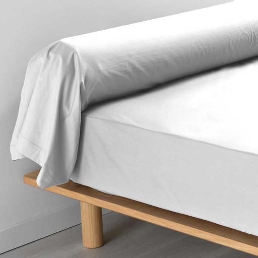 Taie de traversin 85 x 185 cm percale uni 78 fils percaline blanc +p. bourdon
